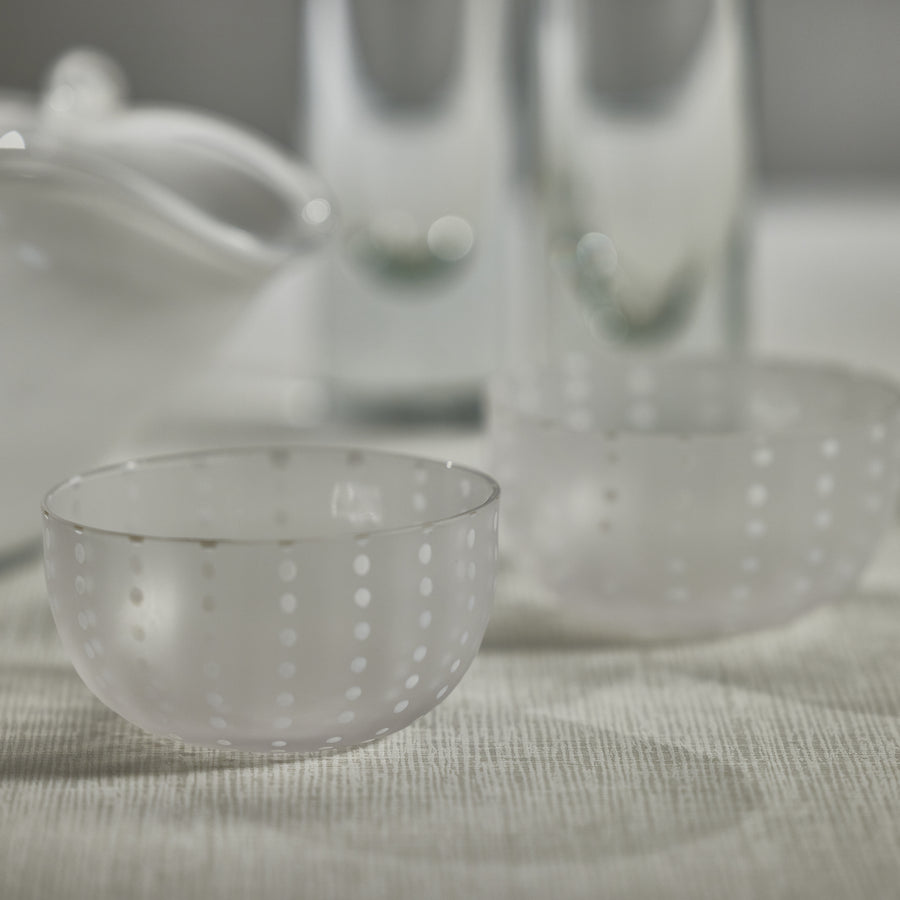Frosted White Dot Condiment Bowl
