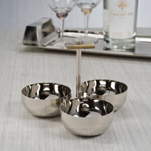 Polished Nickel Condiment Set with Horn Trim