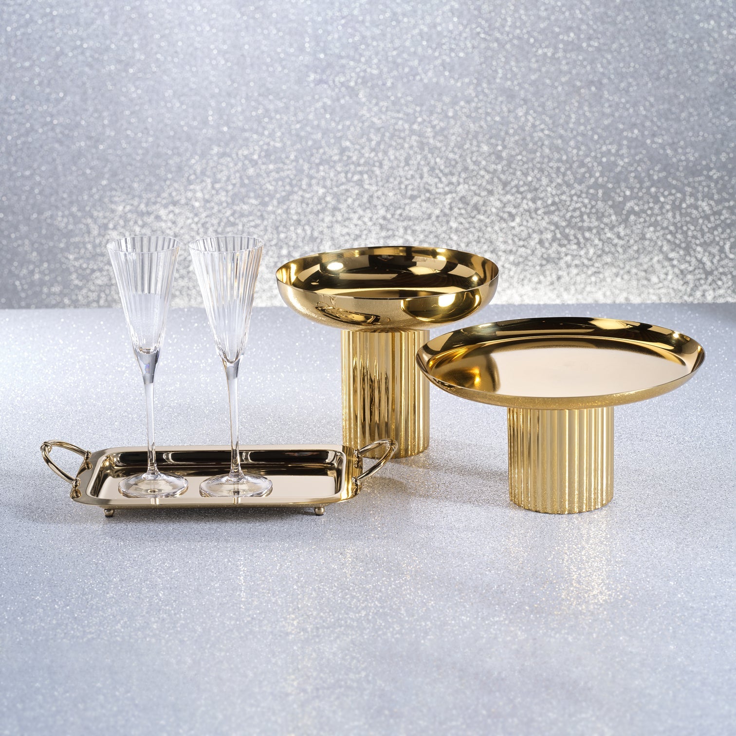 Polished Gold Footed Serving Tray
